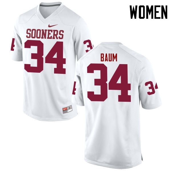 Women Oklahoma Sooners #34 Tanner Baum College Football Jerseys Game-White - Click Image to Close